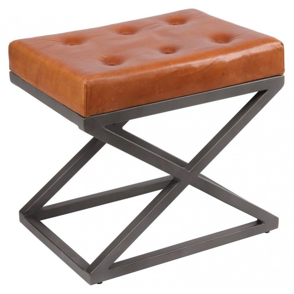 Pouf Cuir Minerva Vintage